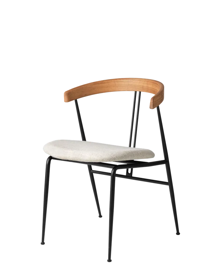 Violin dining chair with wooden backrest