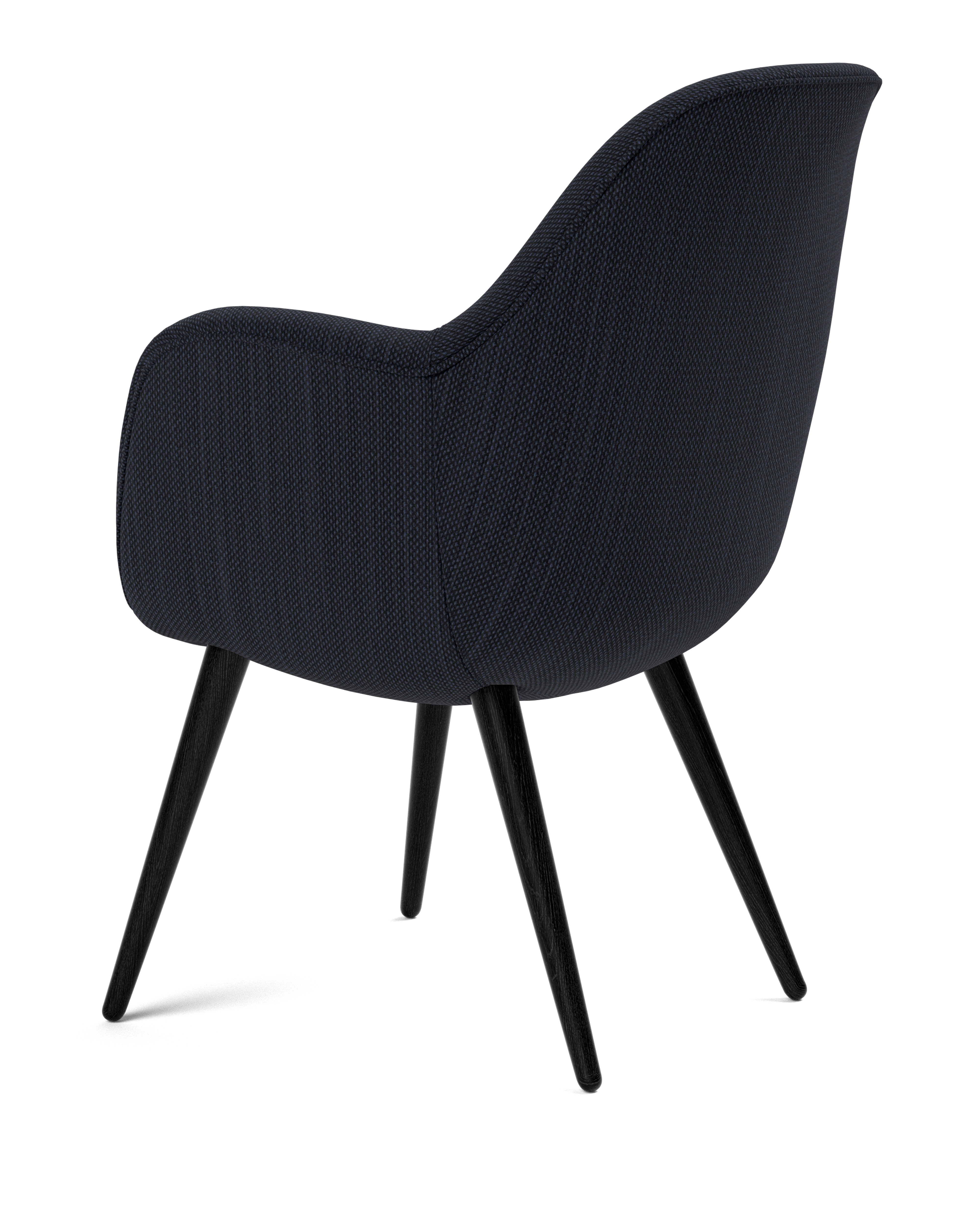 Swoon armchair with wooden base and arms