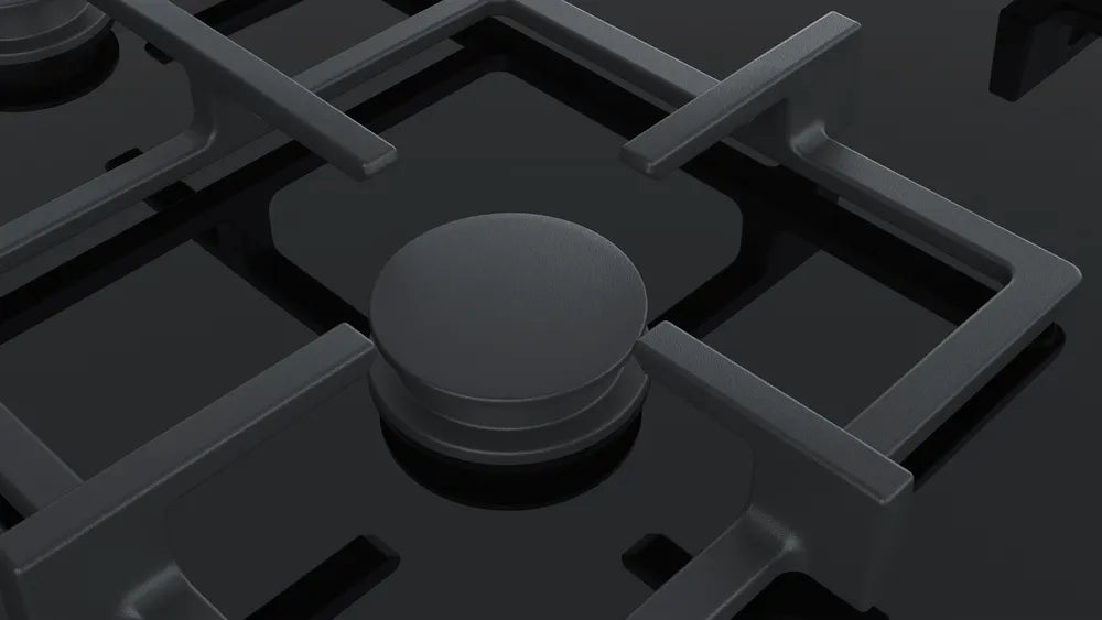 Gas hob 90 cm Black glass