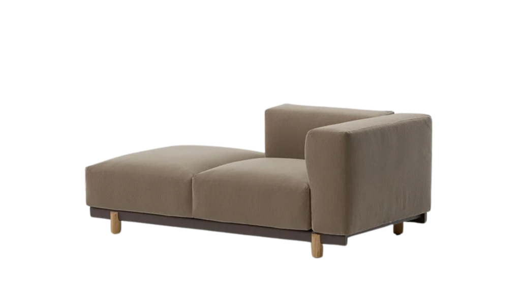 Sofá de esquina derecha de 2 plazas abierto Molo | Pie de teca | Estructura 01C