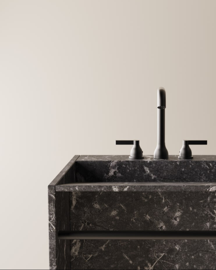 Face à Face totem sink with towel rail