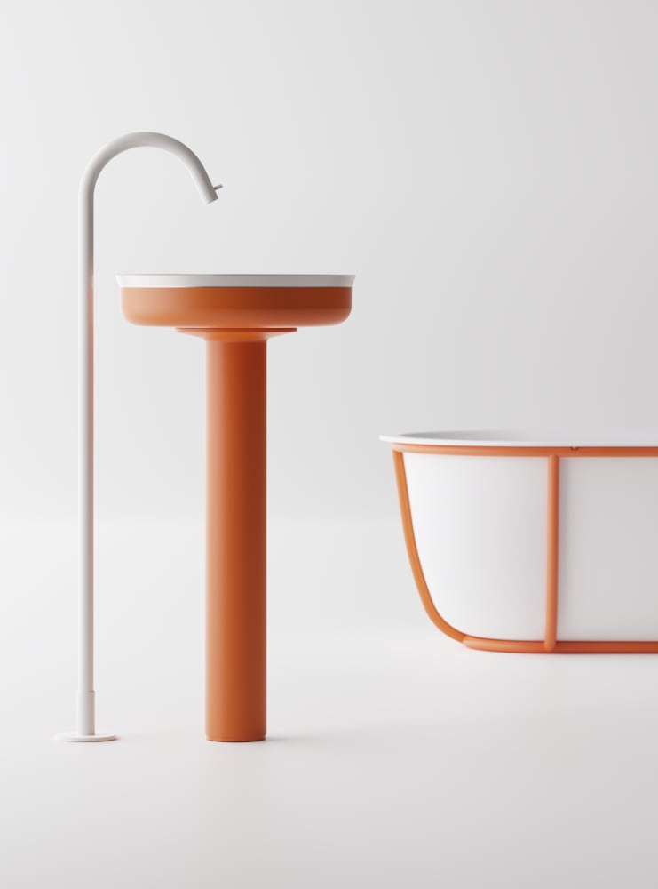 Undici Inox pedestal sink