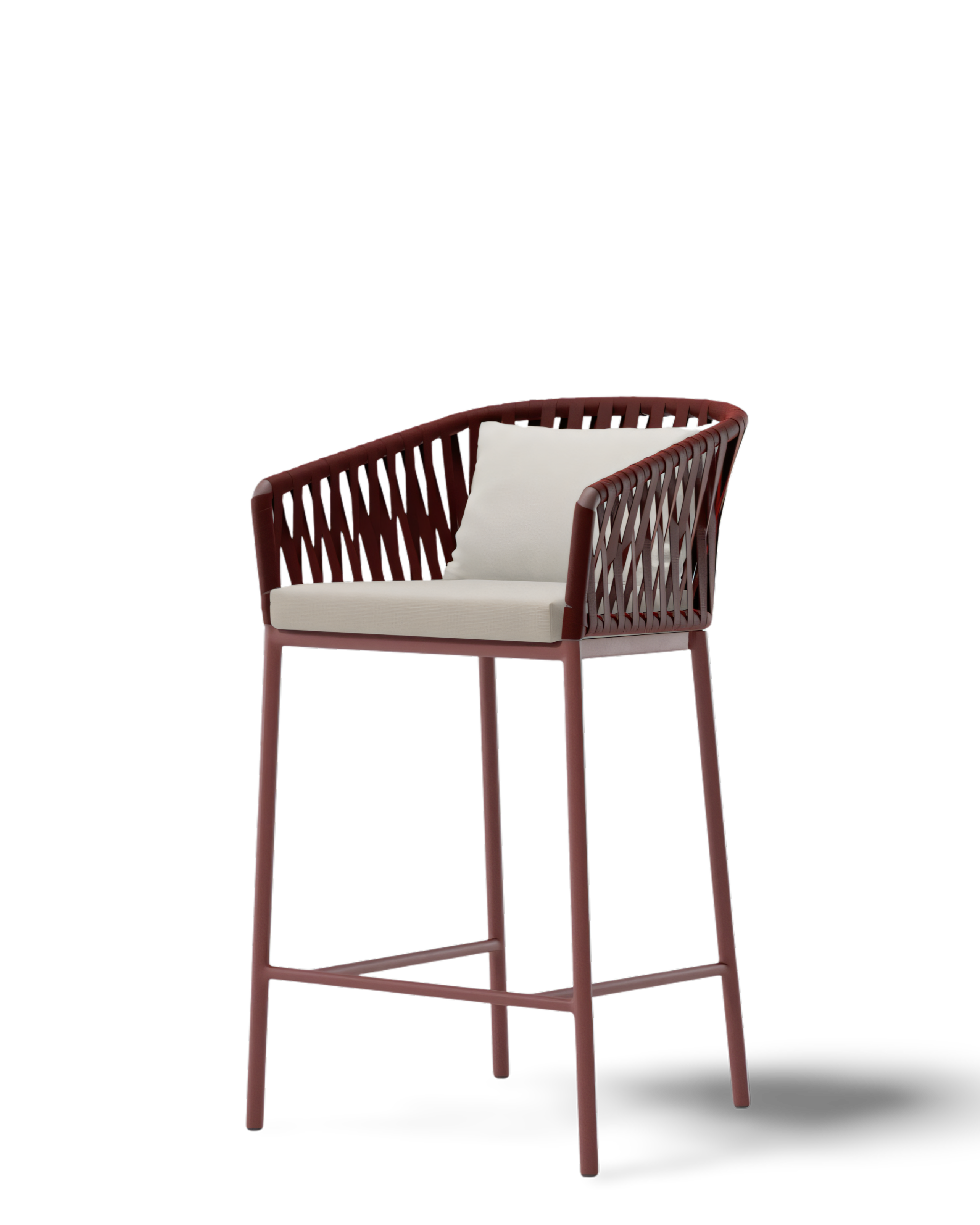 Taburete bajo de bar Bitta Bela Rope | Pies 18C | Cuerda Z14