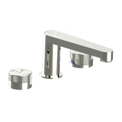 Grifo mezclador de lavabo de 3 orificios con desagüe Zoom