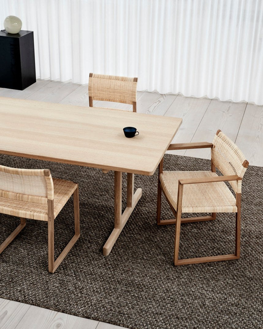 BM62 Cane Wicker Dining Chair with Armrests