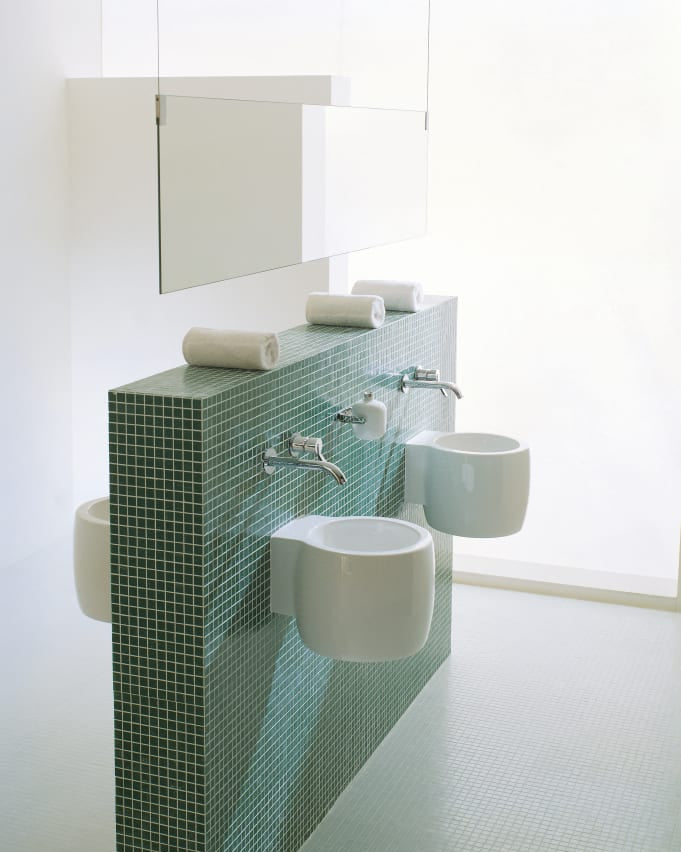 Cheese wall-hung ceramic washbasin