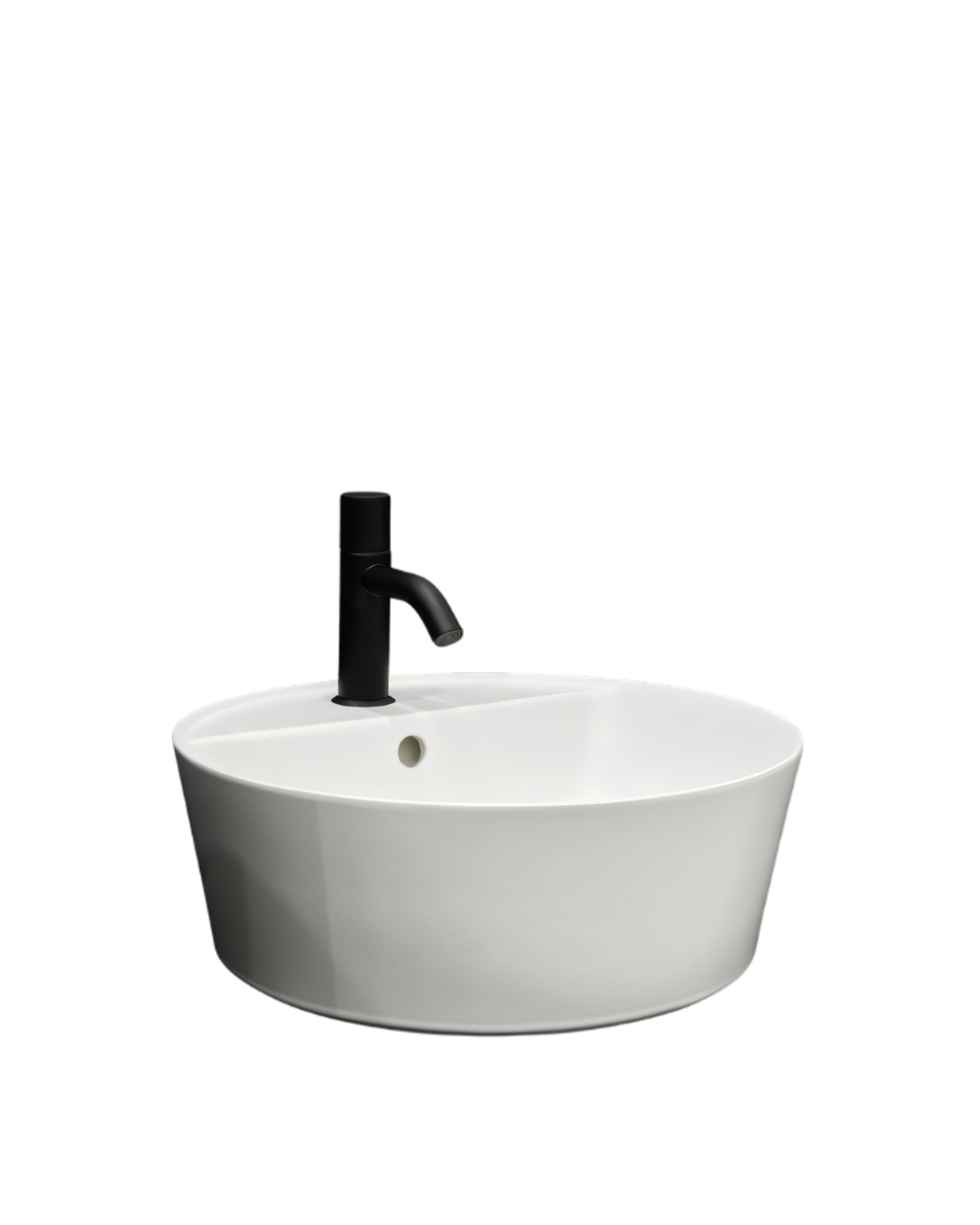 Handy countertop washbasin with tap hole