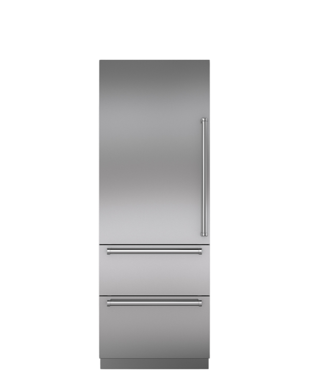 76cm tall fridge freezer with internal dispenser and tubular handle