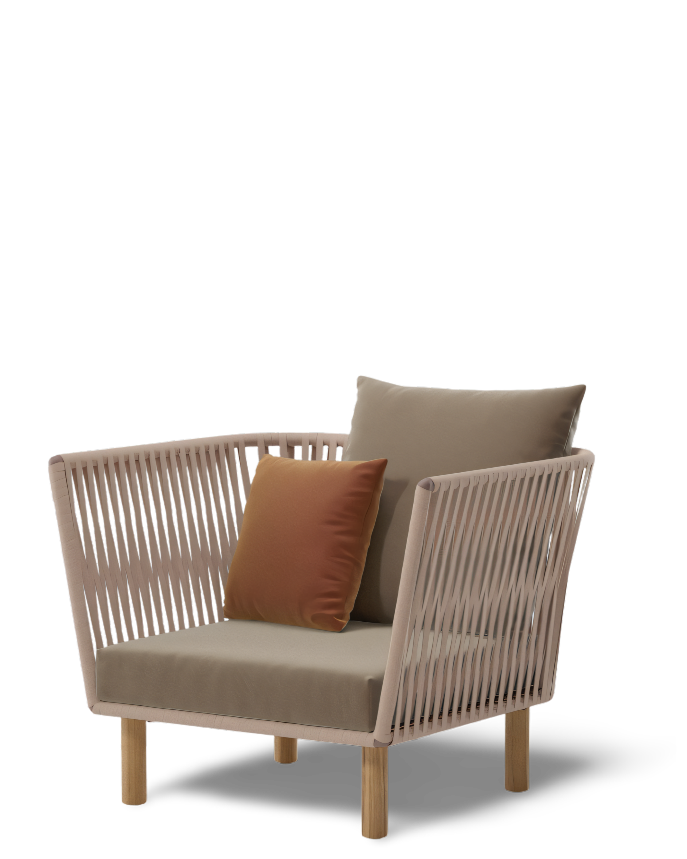 Sillón club Bitta Bela Rope | Pie de teca N00 | Cuerda Z07