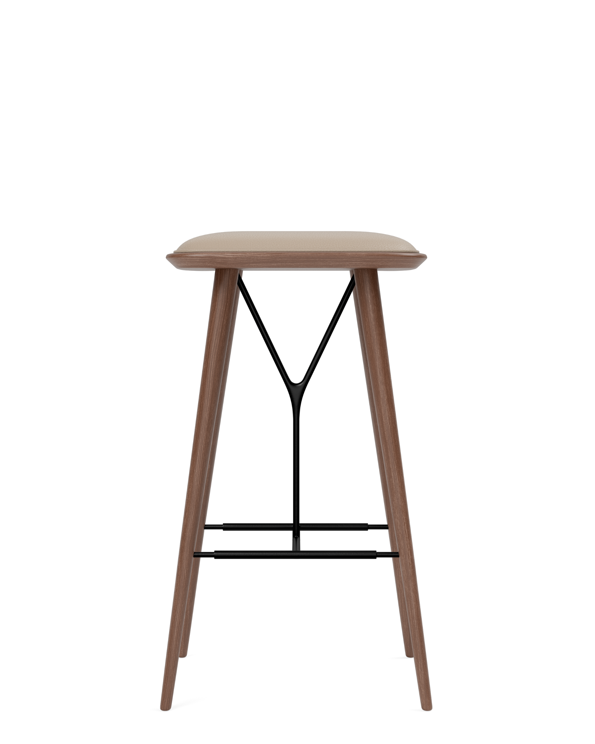 Spine stool with wooden base