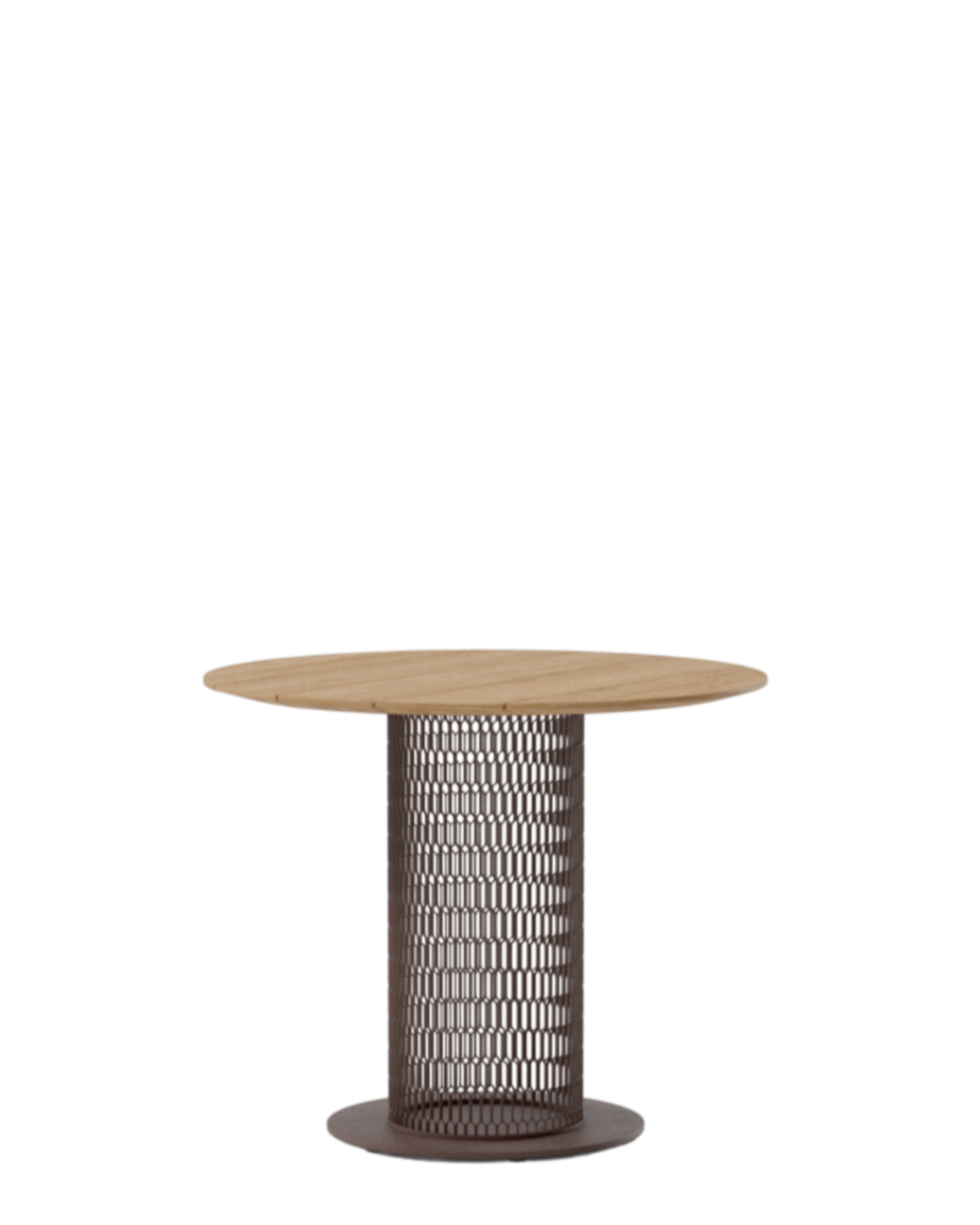 Mesa de comedor Mesh D90 | Base 31C | Superficie de teca contract Ø90