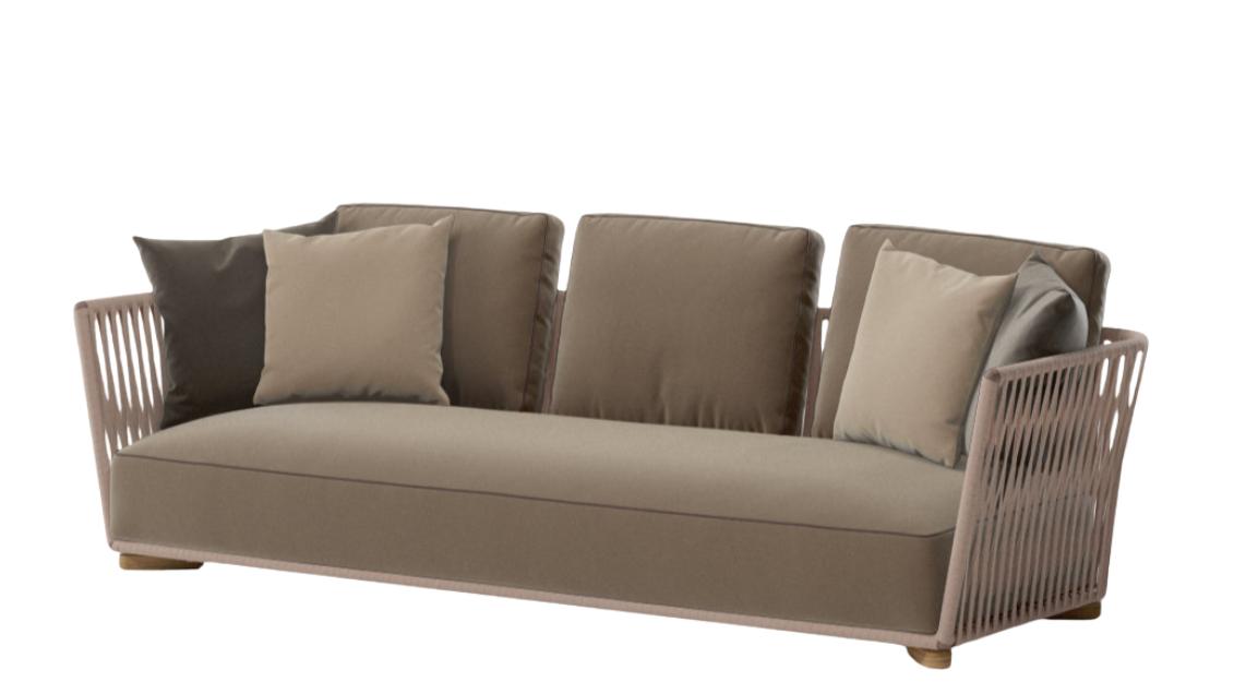 Sofá de 3 plazas Grand Bitta Living | Cuerda Z02 | Cojín de asiento 12L