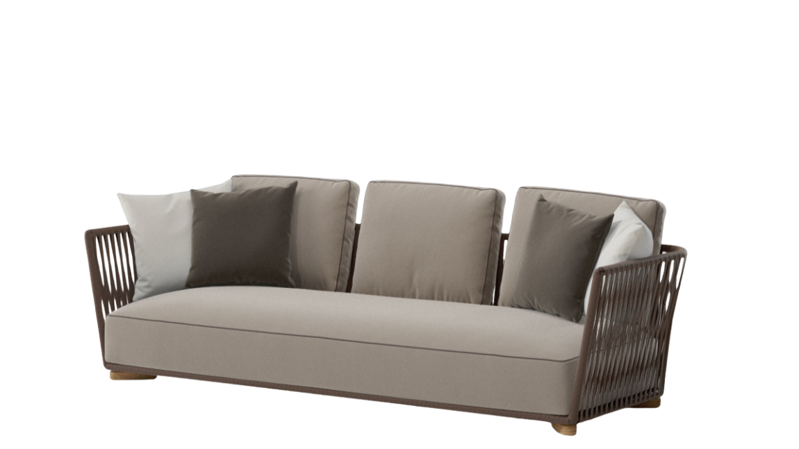 Sofá de 3 plazas Grand Bitta Living | Cuerda Z09 | Cojín de asiento 03L