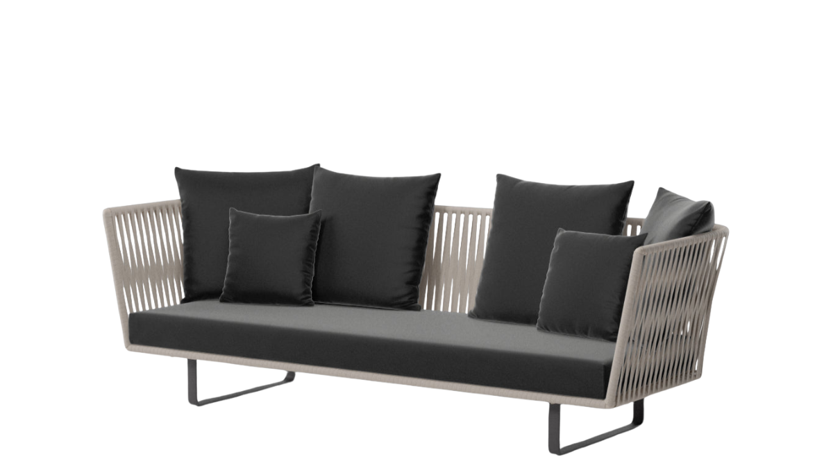 Sofá Exterior Bitta Bela Rope de 3 plazas | Pie de aluminio 01C | Cuerda Z01