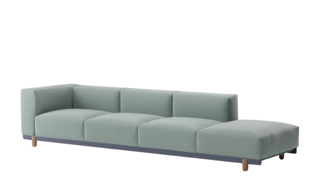 Sofá Esquinero Izquierdo 4 Plazas Abierto | Pie de teca L01 | Estructura aluminio 25C