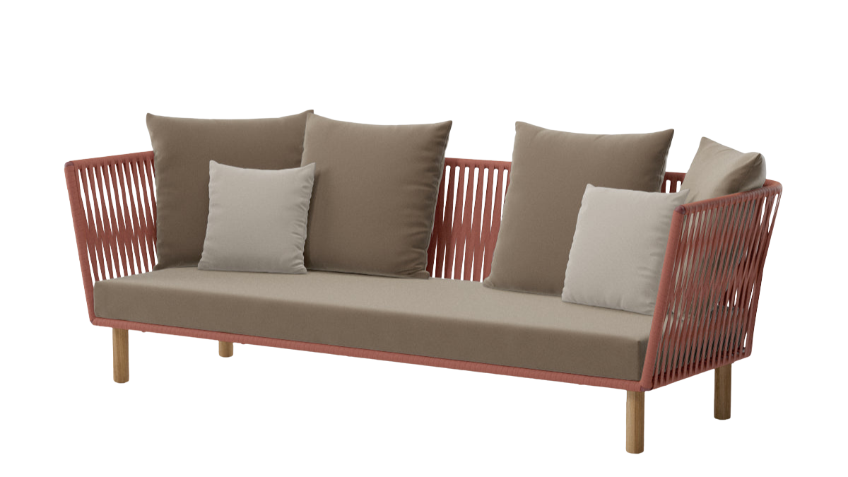 Sofá Exterior Bitta Bela Rope de 3 plazas | Pie de teca N00 | Cuerda Z13