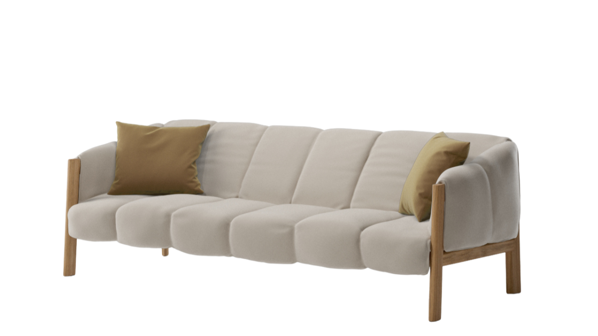 Plumon 3-seater sofa | Teak base T01 | Seat 07L