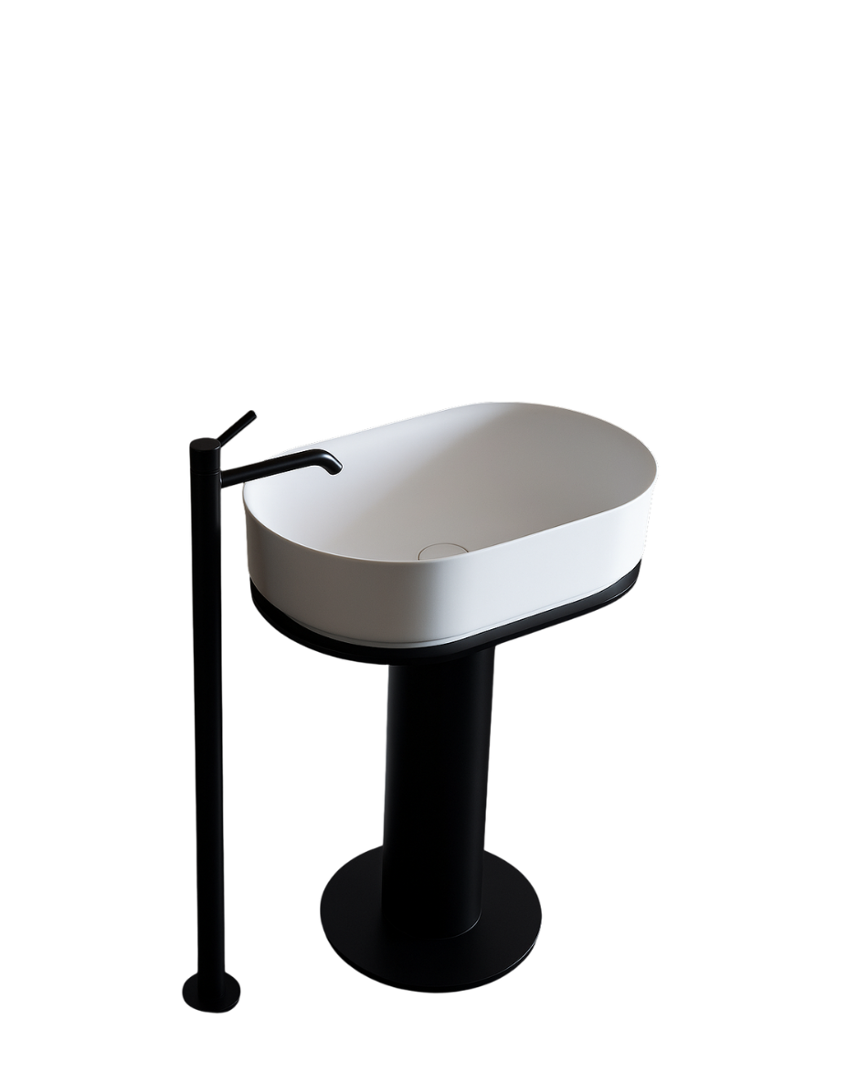 Immersion washbasin with metal support