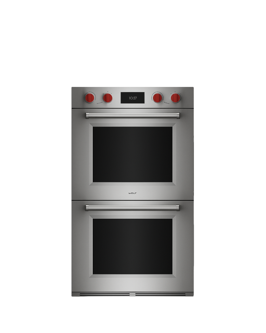 Horno Doble Empotrable Profesional Serie M con mandos en rojo