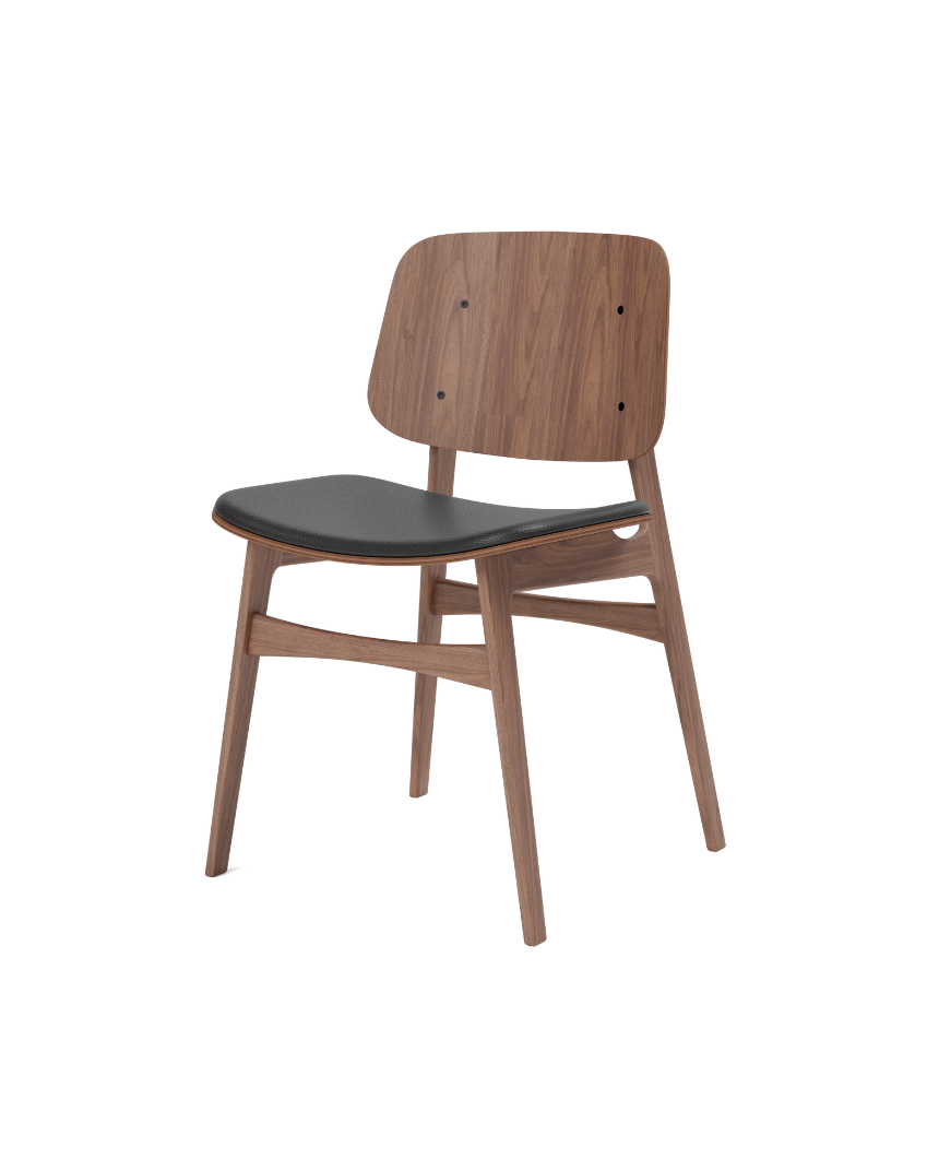 Silla de comedor Søborg con base de madera y asiento tapizado