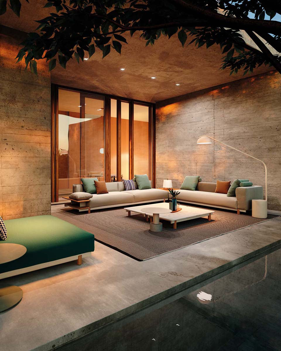 Living Molo 3-Seater Left Corner Outdoor Sofa | 04C Aluminum Frame | L01 Teak Legs