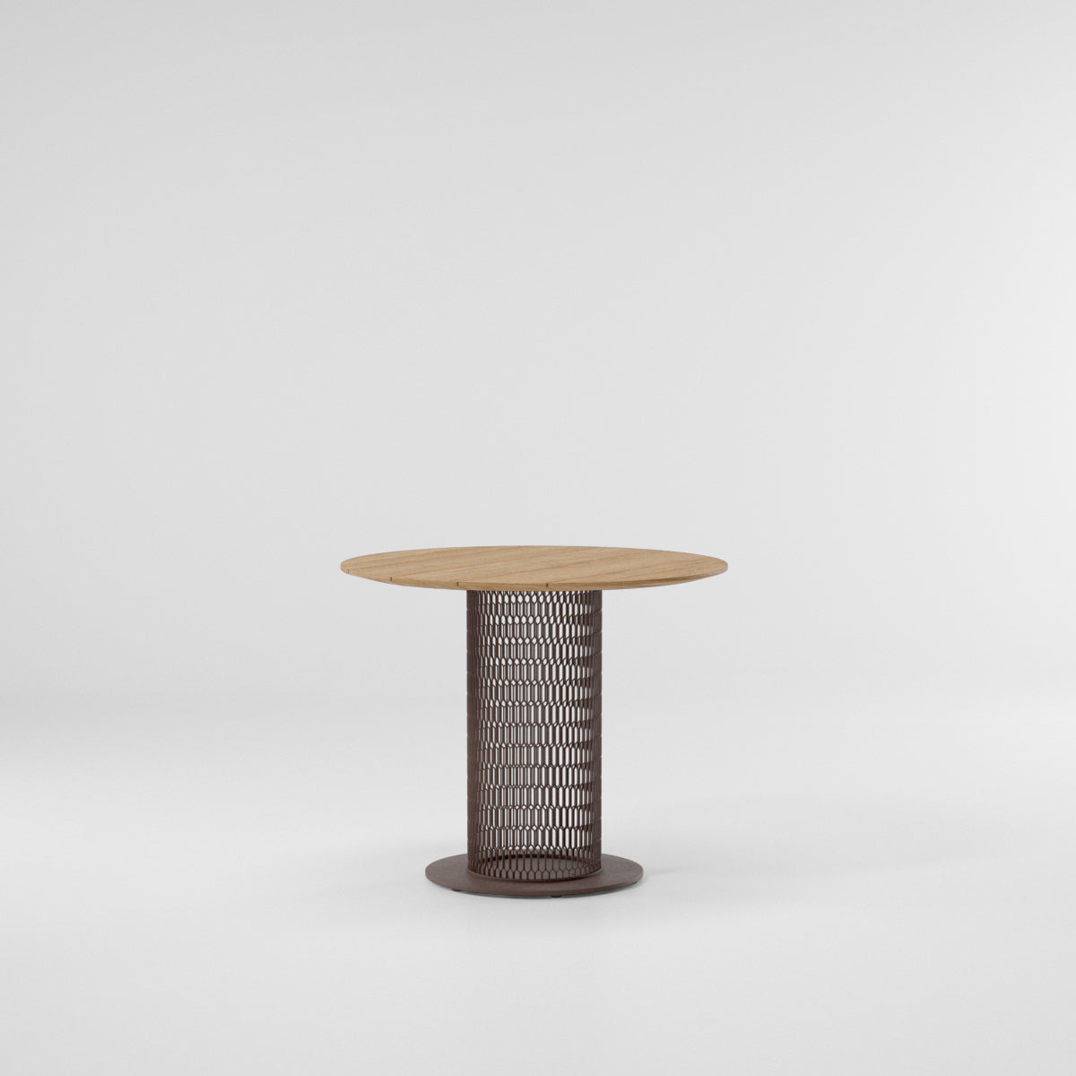 Mesa de comedor Mesh D90 | Base 31C | Superficie de teca contract Ø90