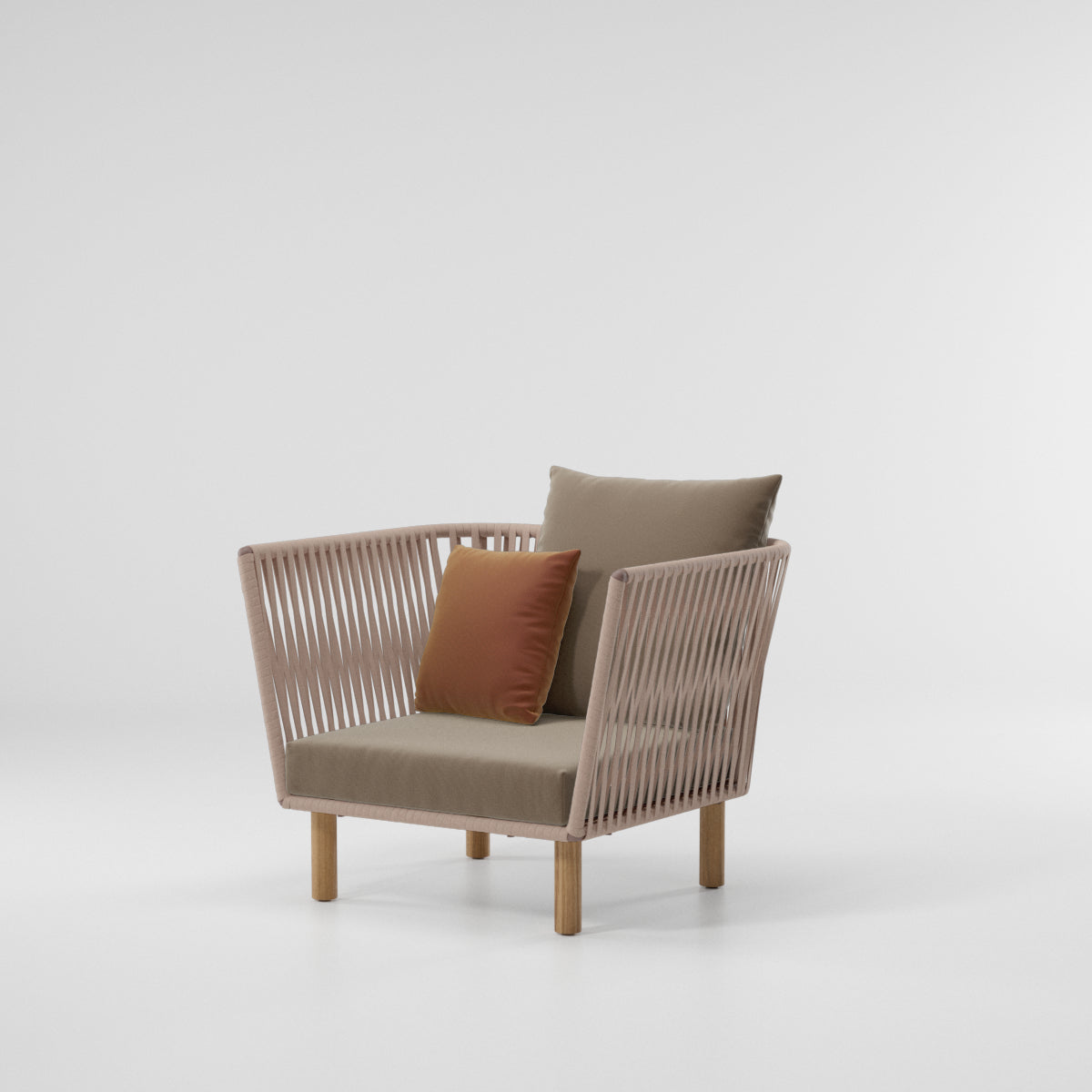 Sillón club Bitta Bela Rope | Pie de teca N00 | Cuerda Z07