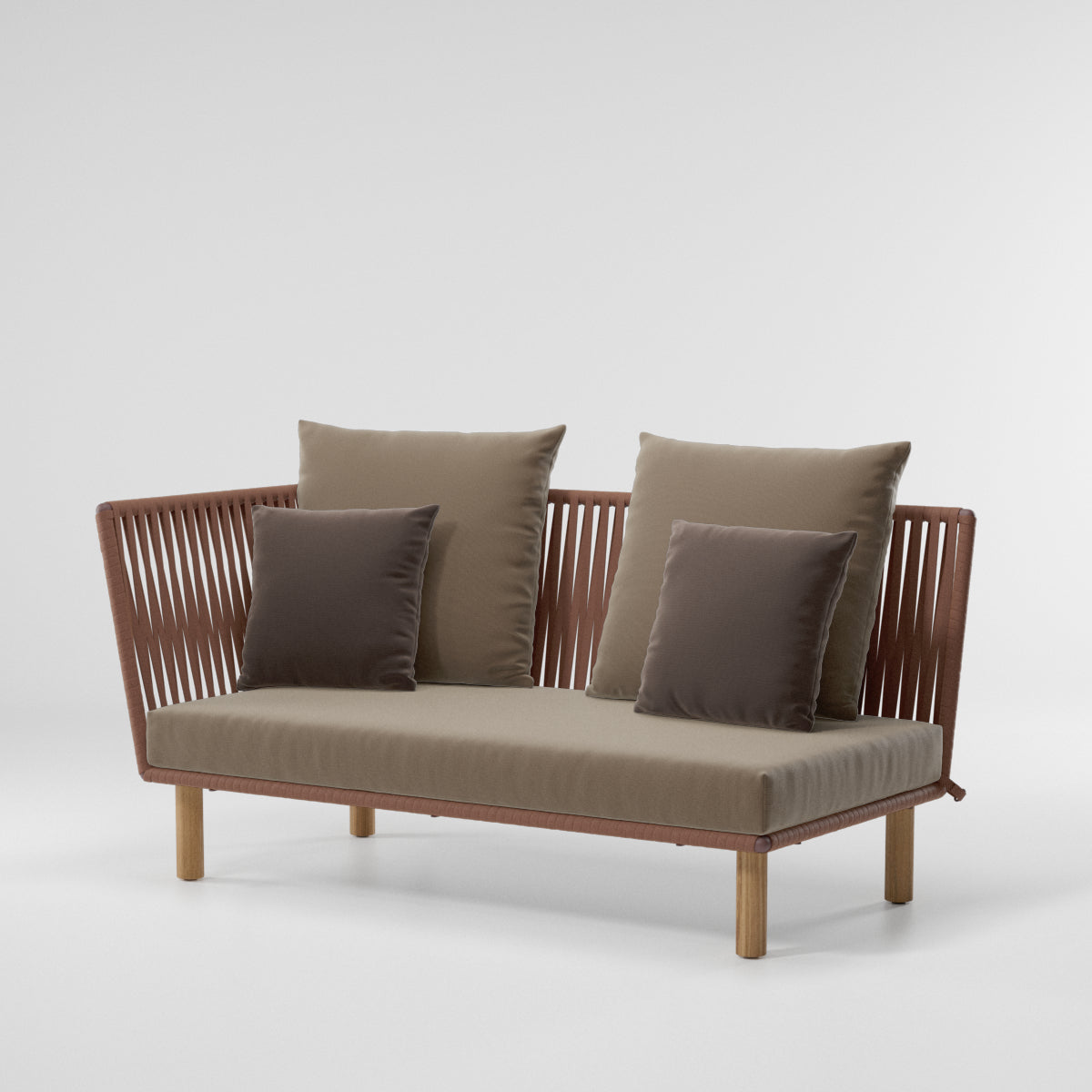 Módulo de esquina izquierda Bitta Bela Rope | Pie de teca N00 | Cuerda Z10