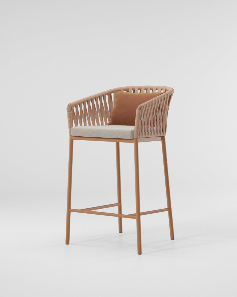 Taburete bajo de bar Bitta Bela Rope | Pies 13C | Cuerda Z18