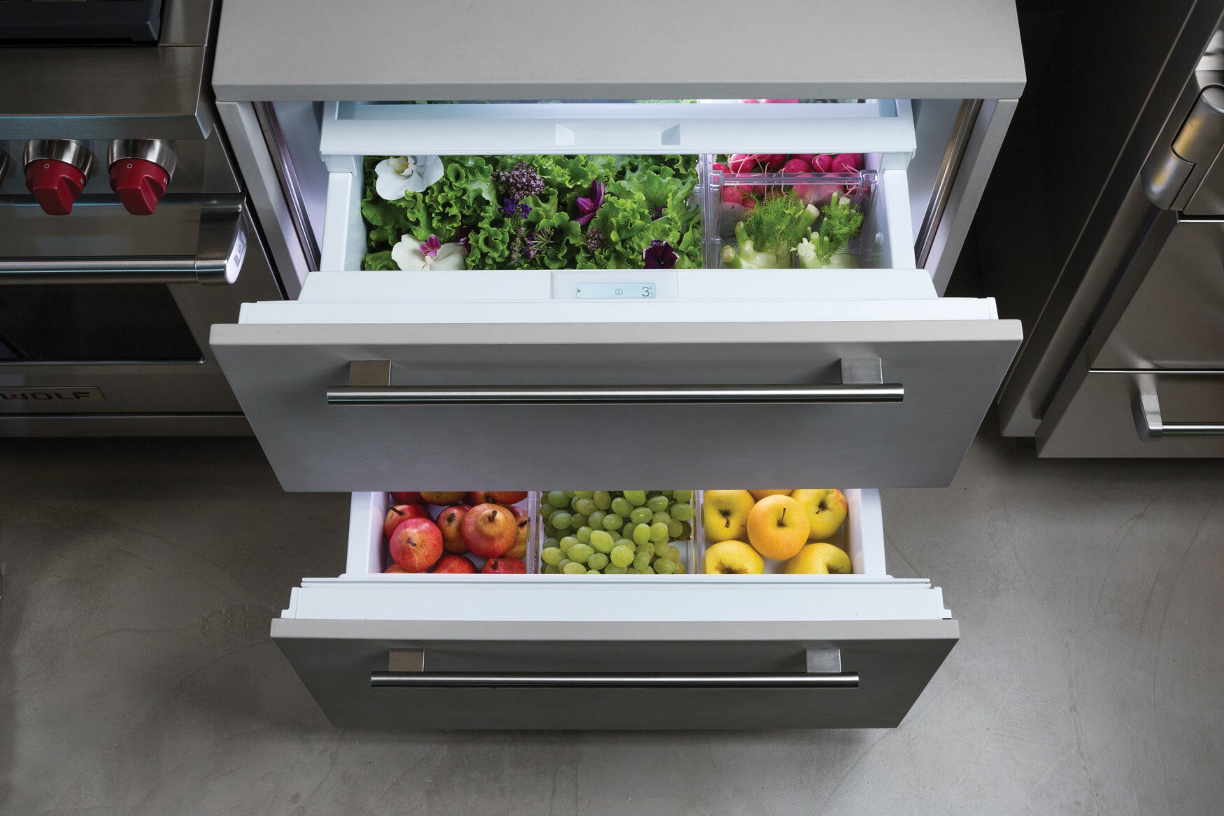 762mm integrated refrigerator drawers with professional handles