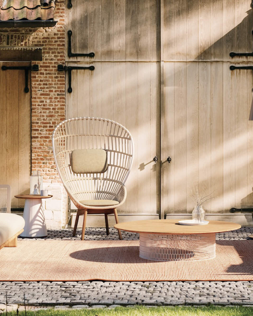Mesh Coffee Table Ø90 | Teak Top