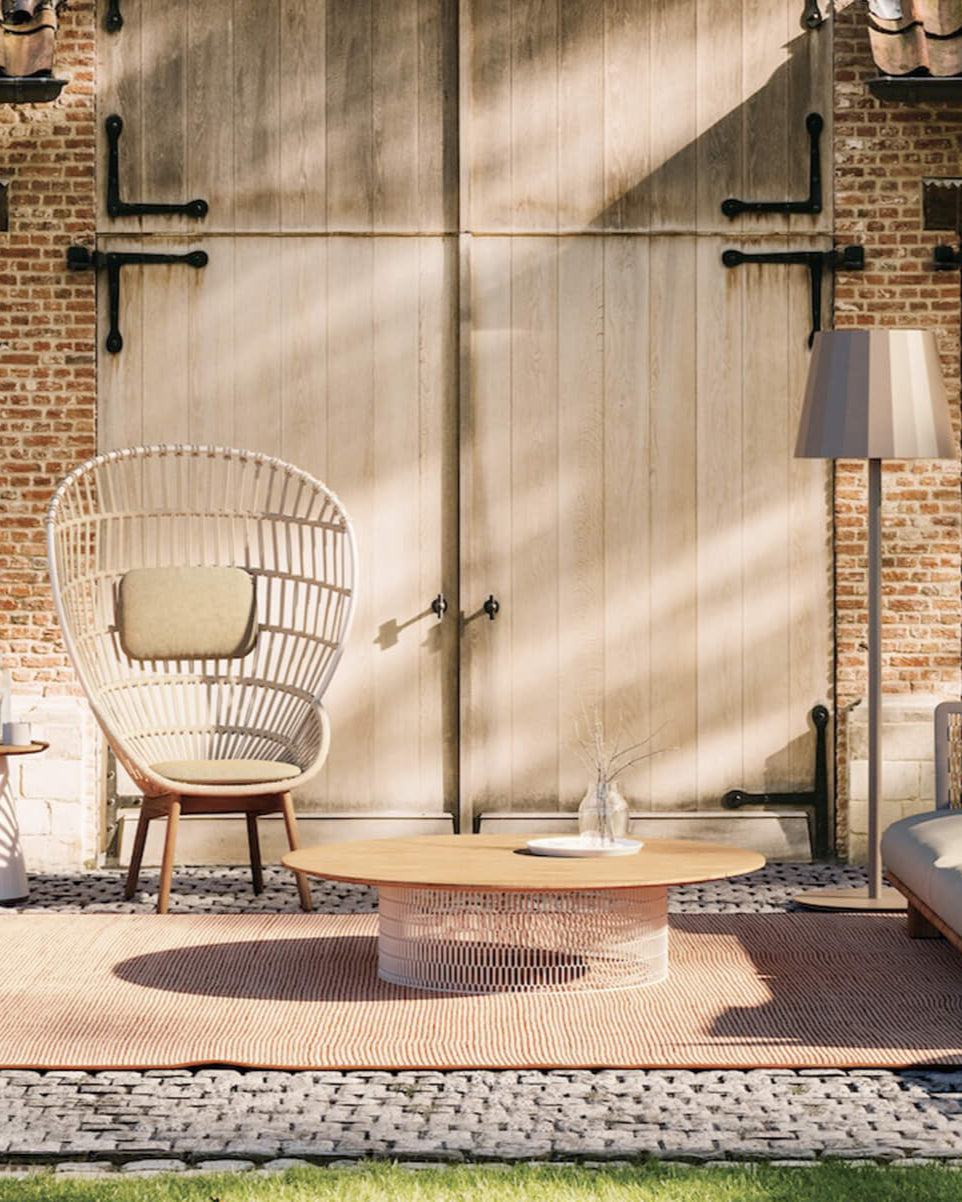 Mesh dining table Ø180 | Marble surface