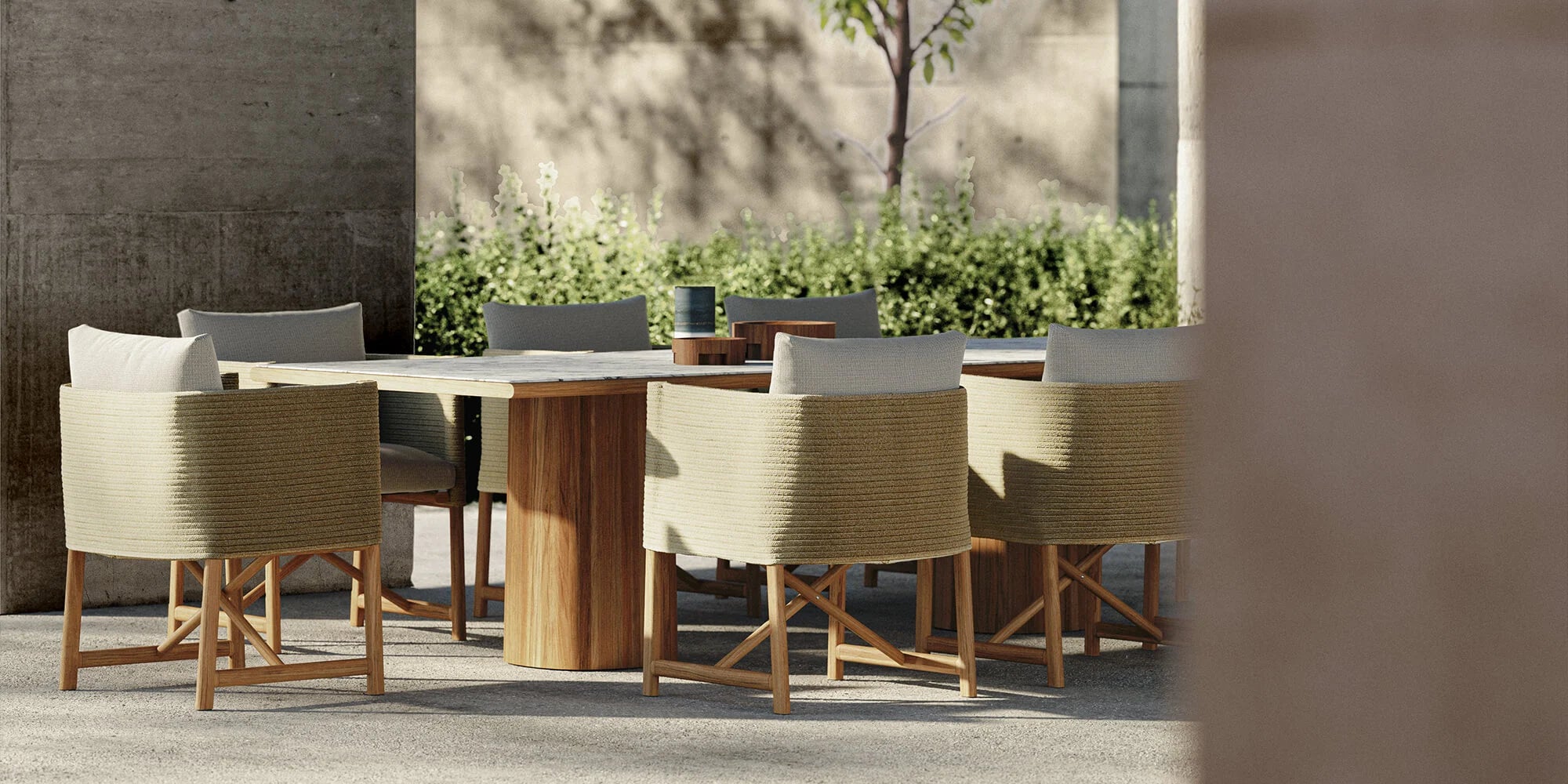 Giro dining table 220x108 | CM3 Neutral Limestone Ceramics