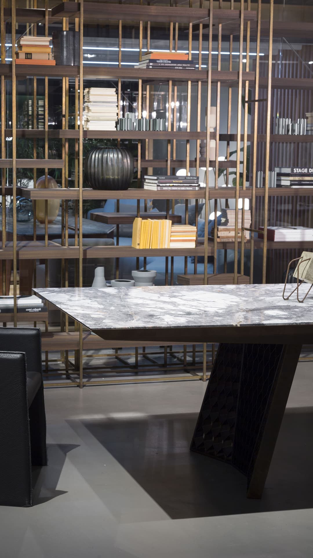 Stealth dining table with wooden surface