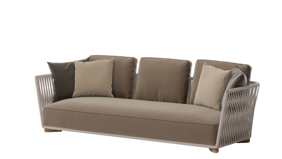 Sofá de 3 plazas Grand Bitta Living | Cuerda Z06 | Cojín de asiento 12L