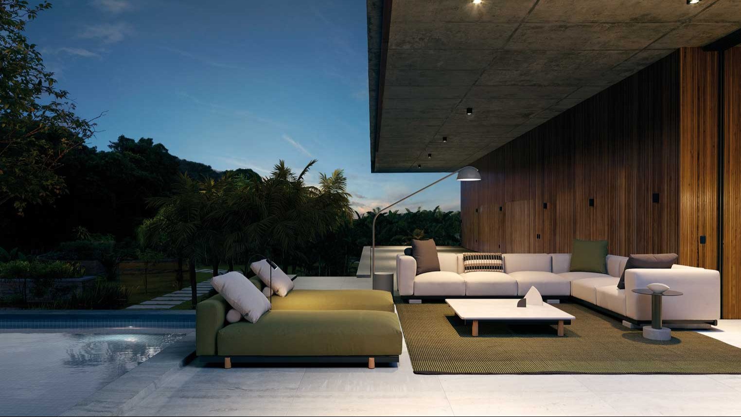 Banco Molo de 3 plazas | Pie de teca L01 | Estructura 01C