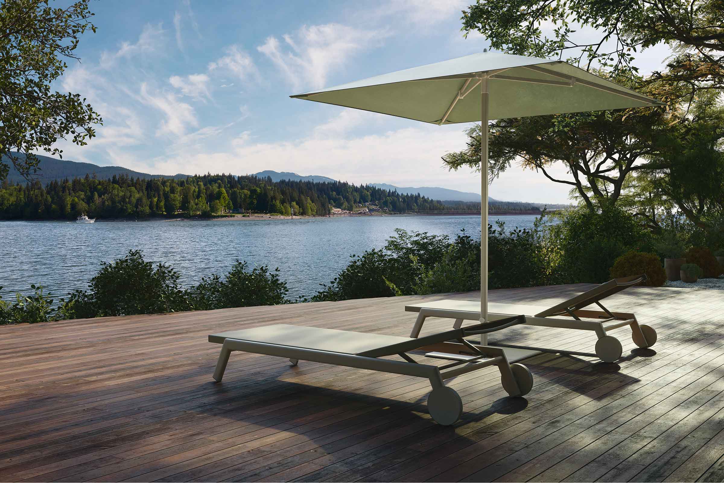 Meteo Parasol S 220 × 220 | Aluminum | Base with wheels 07C