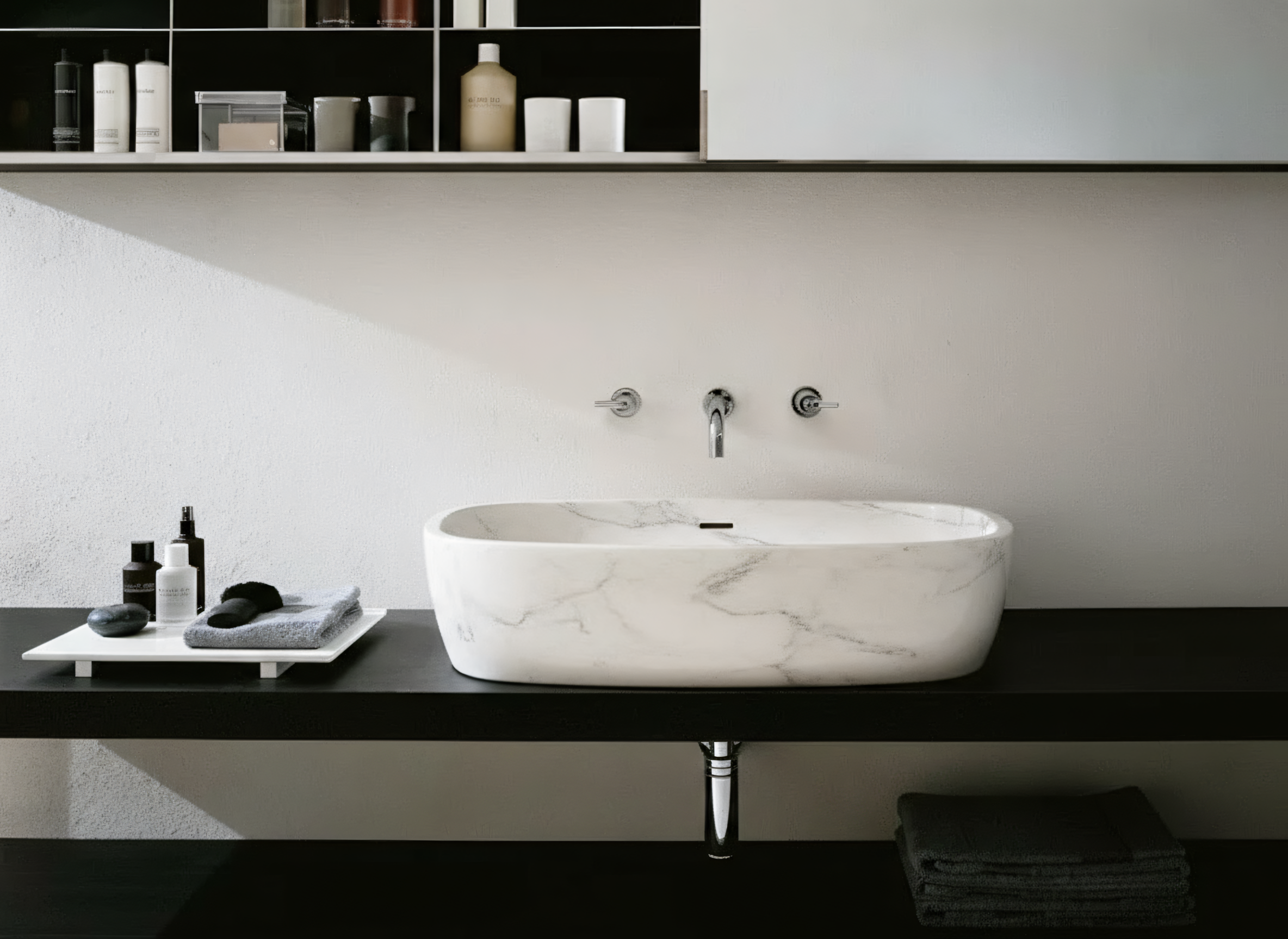 Deep marble countertop washbasin