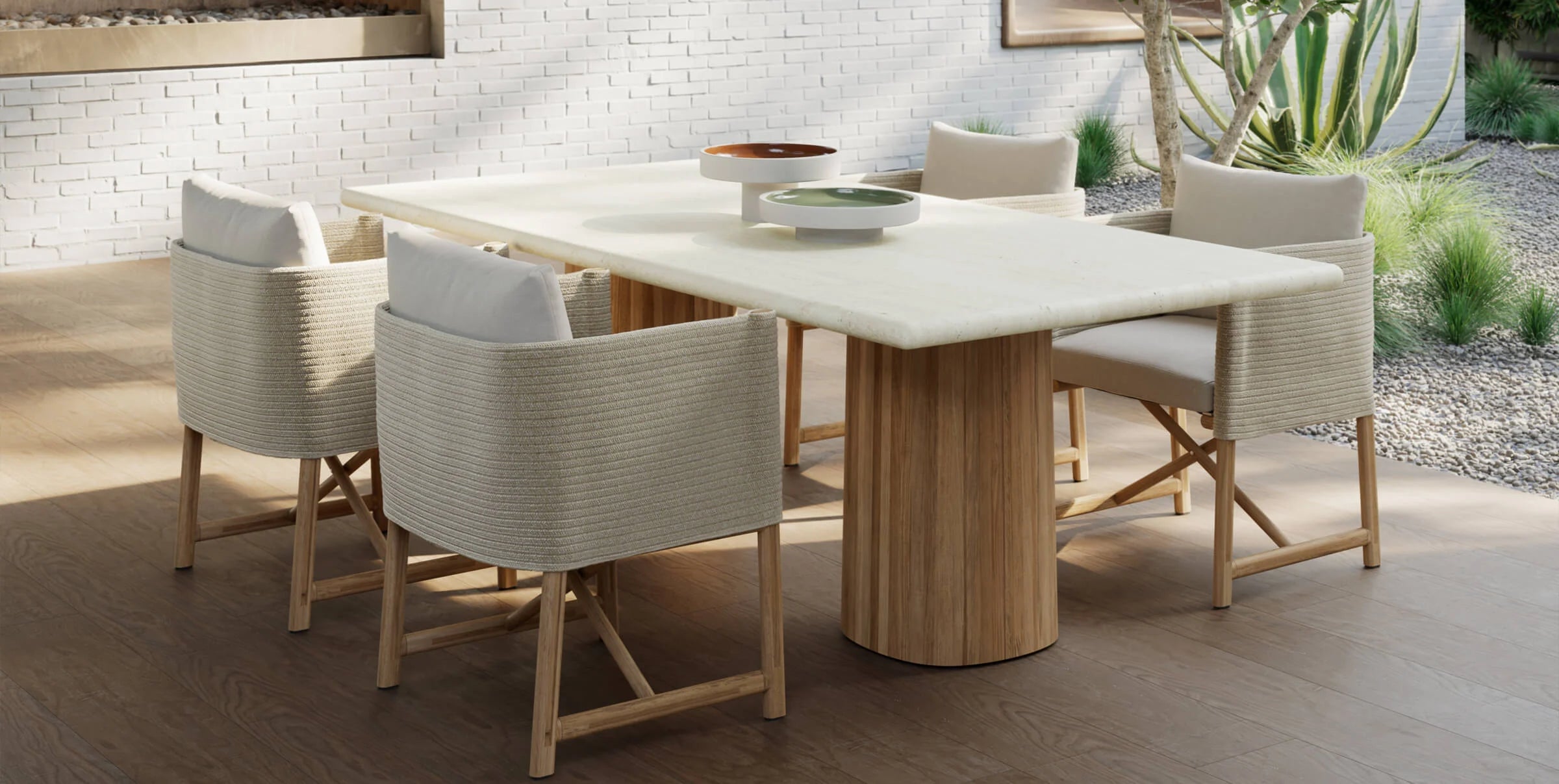 Giro Dining Table 220x108 | Travertine Marble
