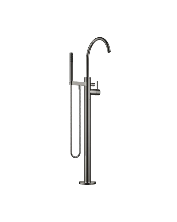 Grifo de bañera monomando en columna para montaje exento con juego de ducha de mano META