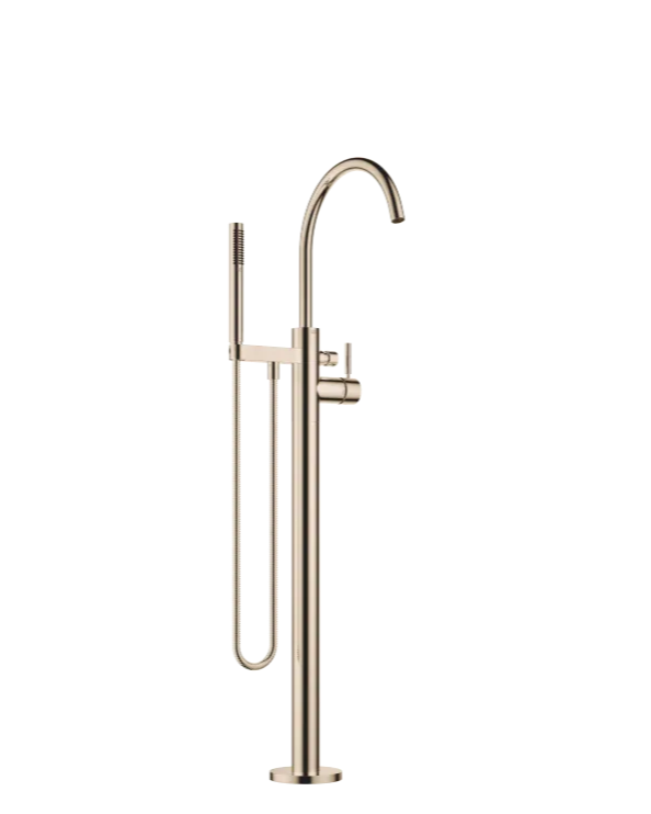 Grifo de bañera monomando en columna para montaje exento con juego de ducha de mano META