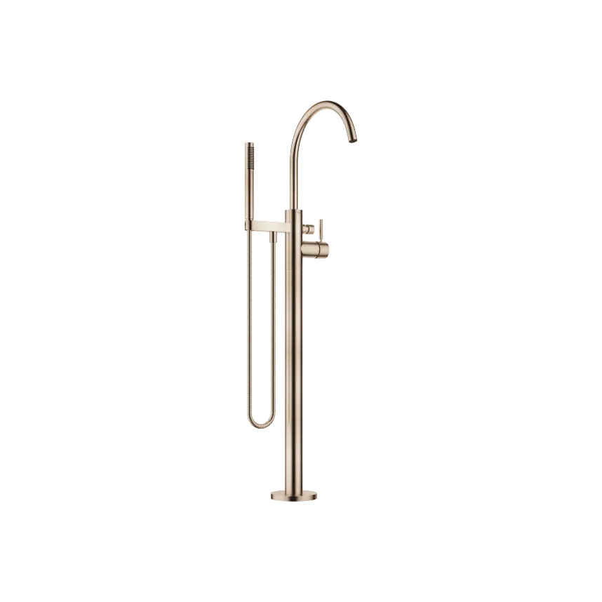 Grifo de bañera monomando en columna para montaje exento con juego de ducha de mano META