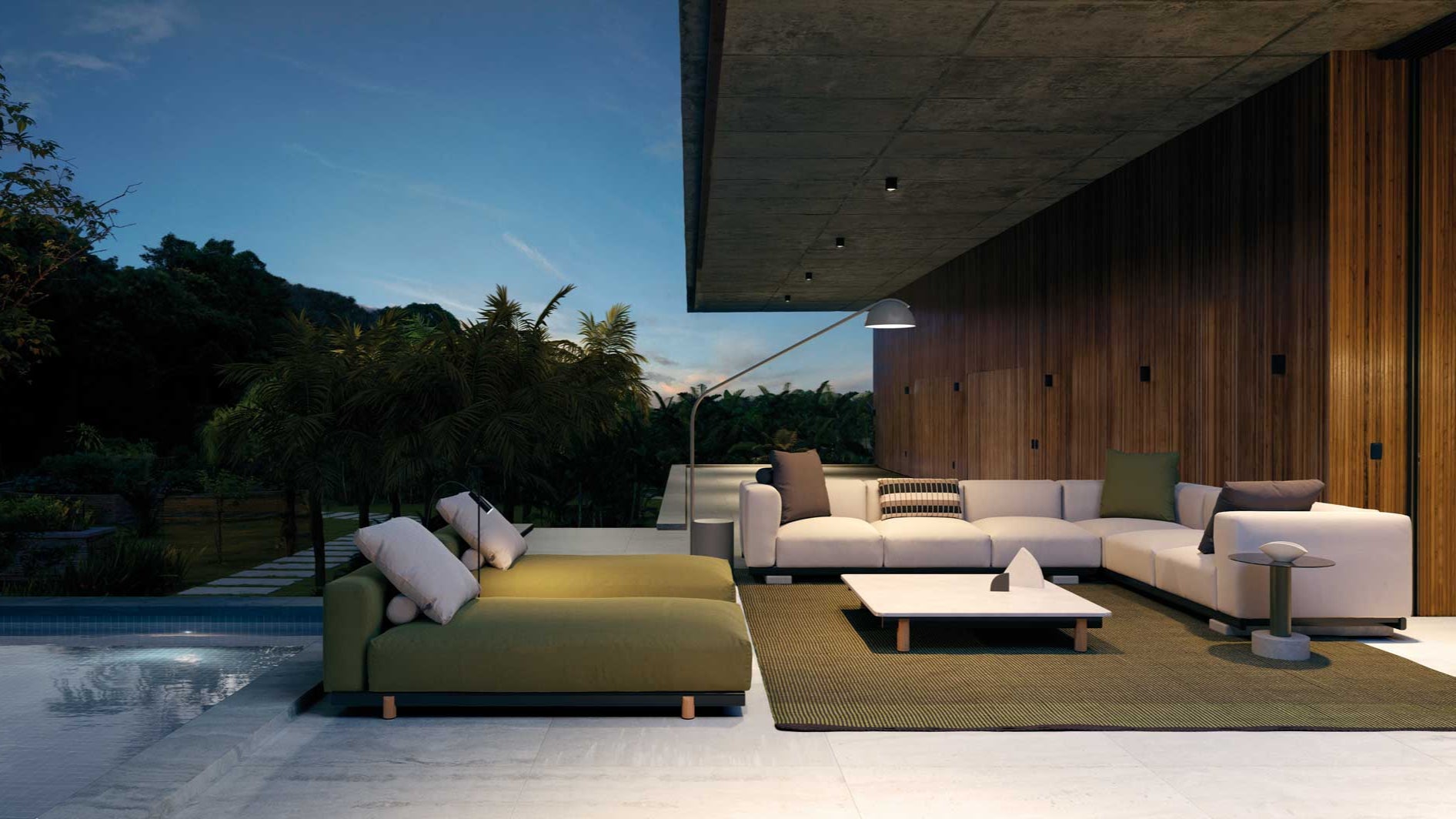 Sofá de exterior Living Molo Chaise Lounge | Pie de teca T00