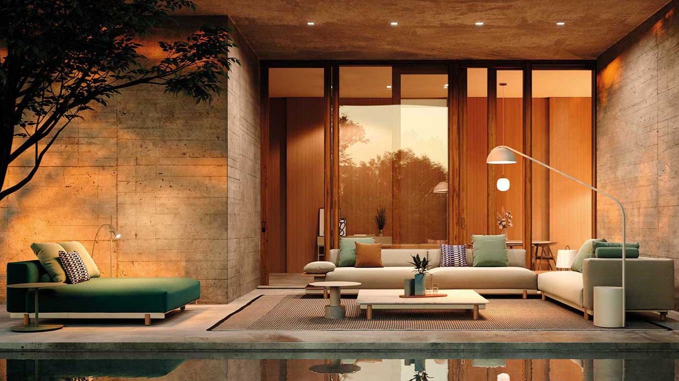 Banco Molo de 3 plazas | Pie de teca L01 | Estructura 01C