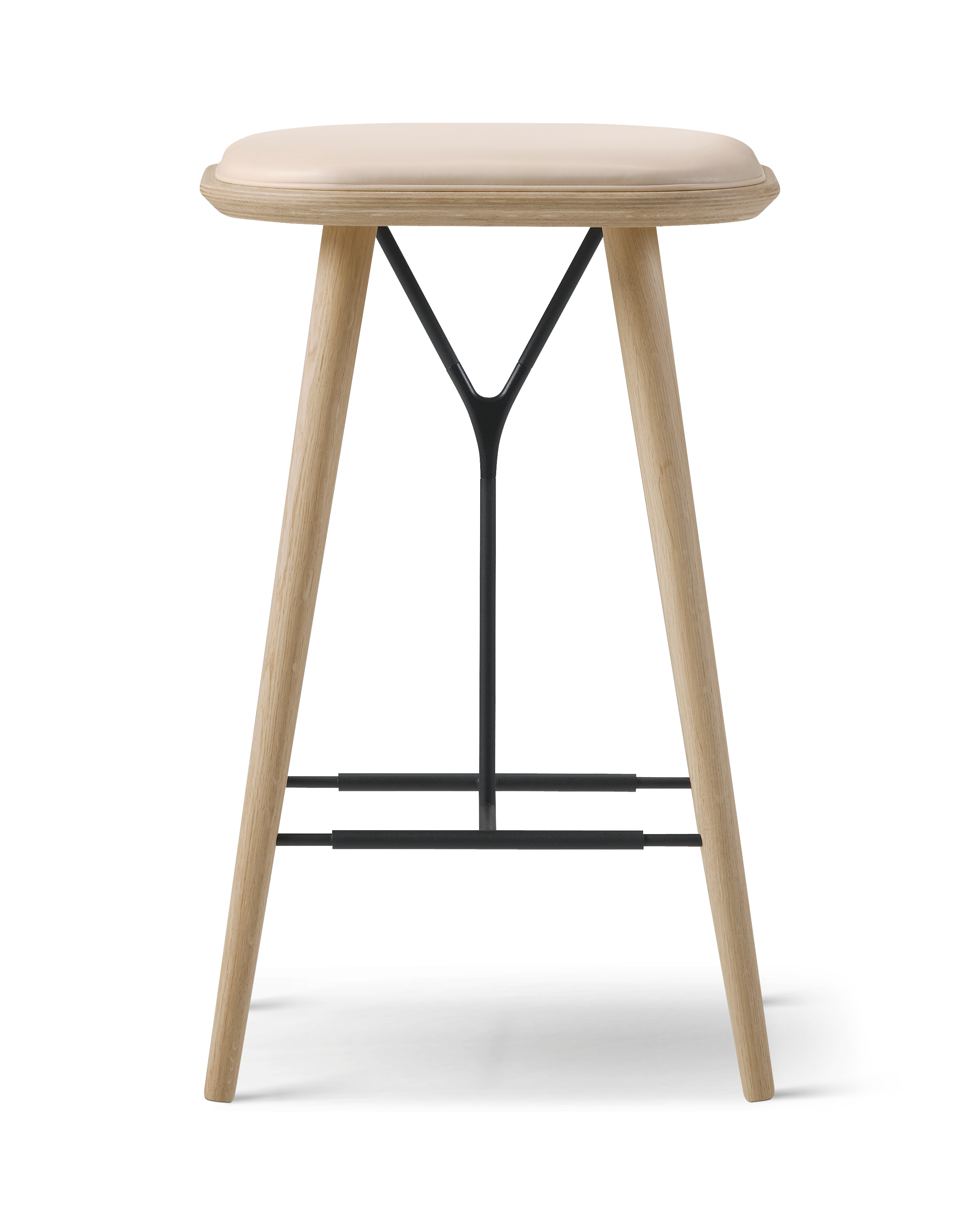 Spine stool with wooden base