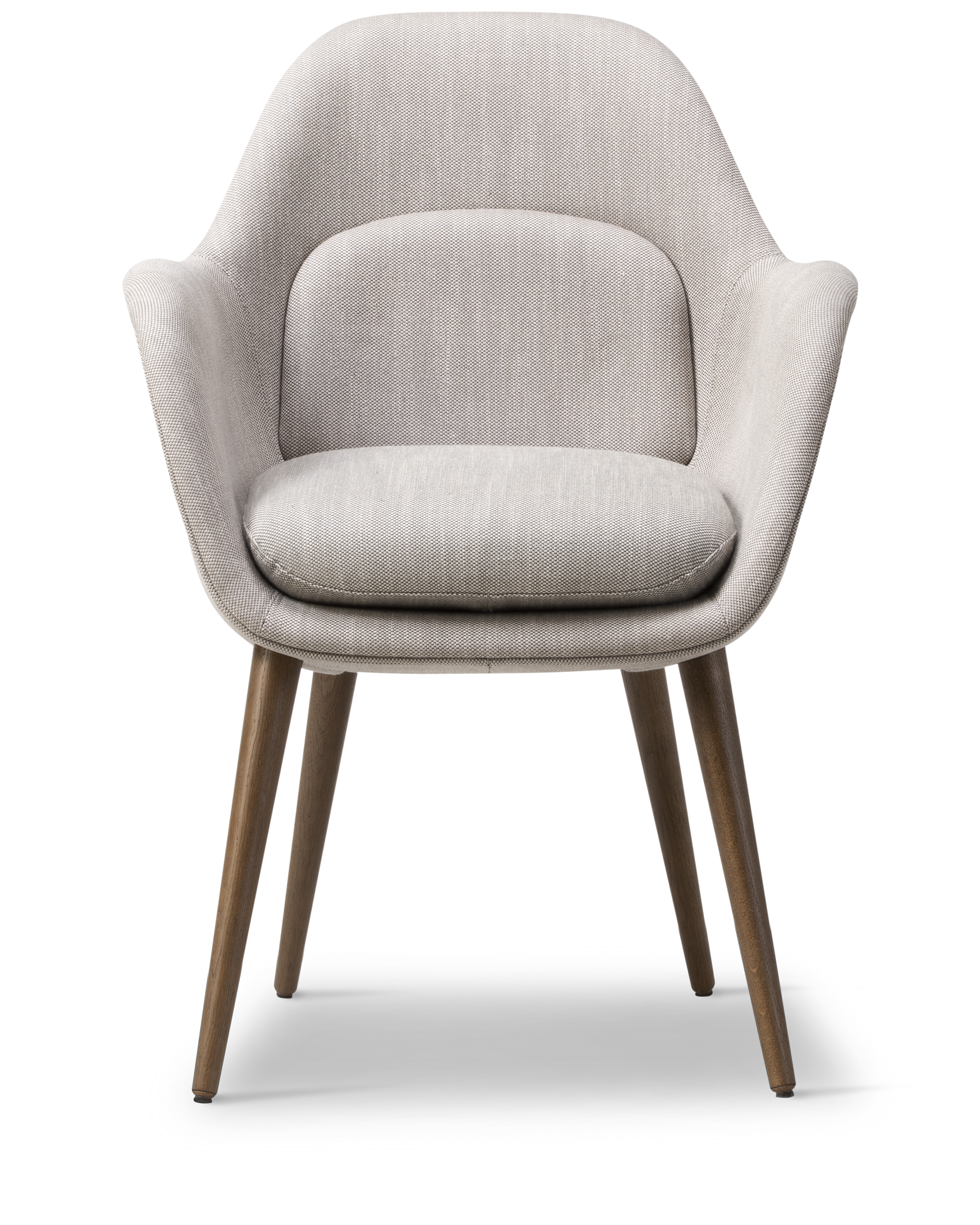 Swoon armchair with wooden base and arms