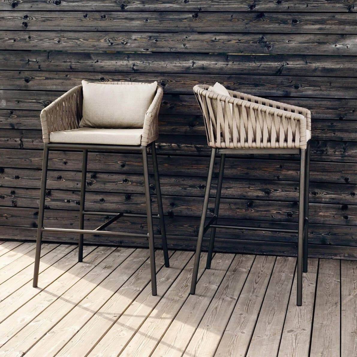 Taburete bajo de bar Bitta Bela Rope | Pies 01C | Cuerda Z05