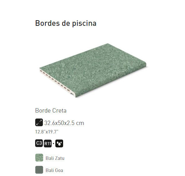 Piezas especiales porcelánico colección Bali