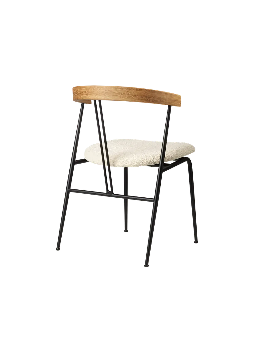 Violin dining chair with wooden backrest 