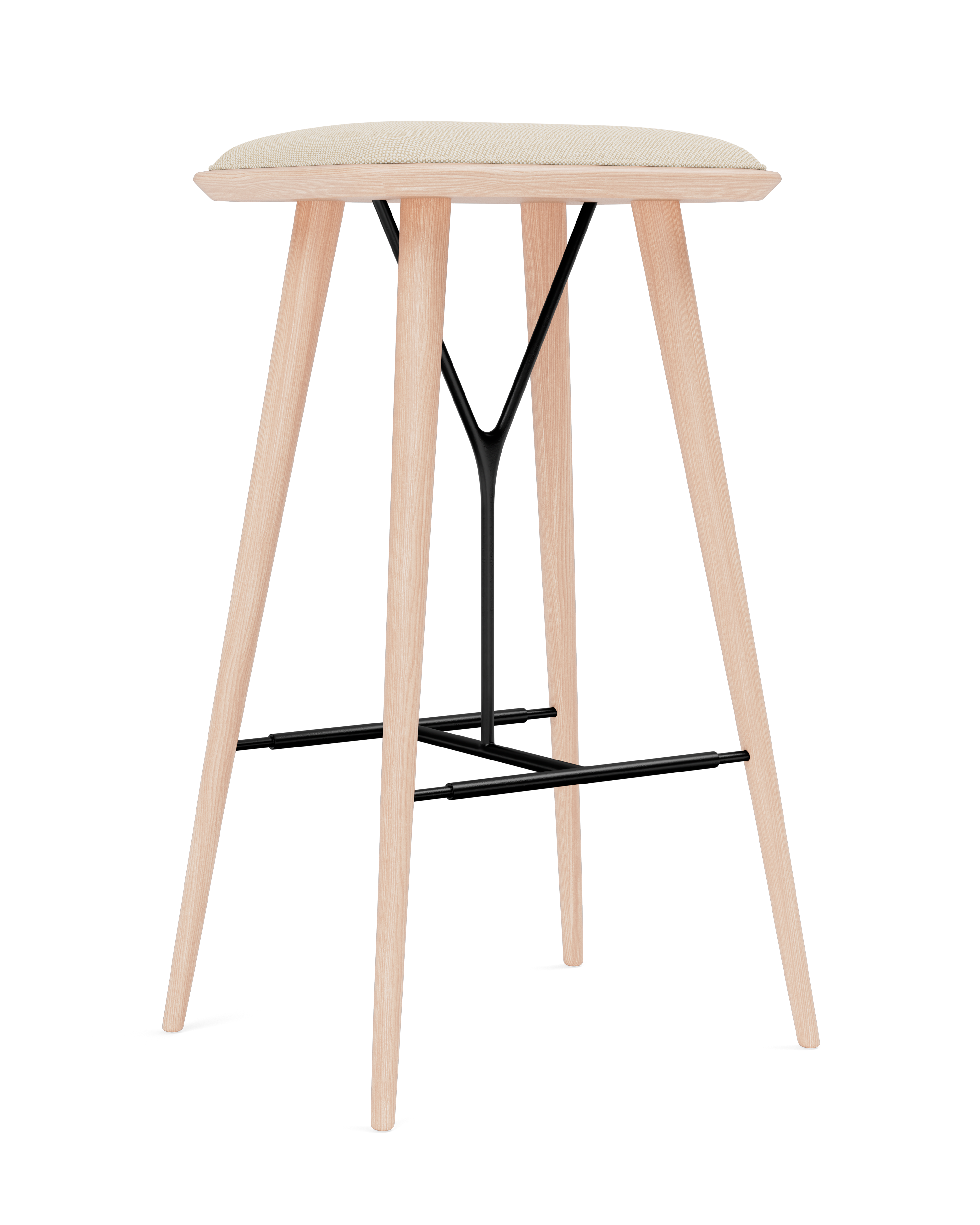 Spine stool with wooden base